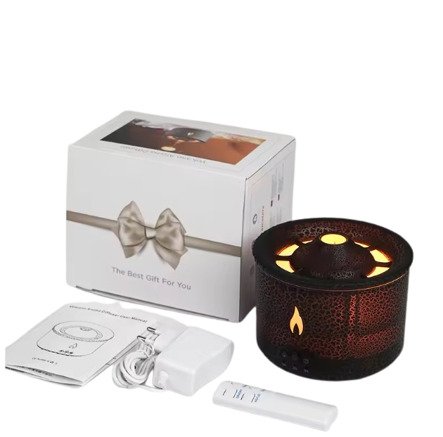 Volcano Flame Aroma Diffuser - Unique Jellyfish Design with Smoke Ring Effect, 360ml Aromatherapy Humidifier for Home and Office