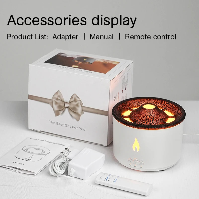 Volcano Flame Aroma Diffuser - Unique Jellyfish Design with Smoke Ring Effect, 360ml Aromatherapy Humidifier for Home and Office
