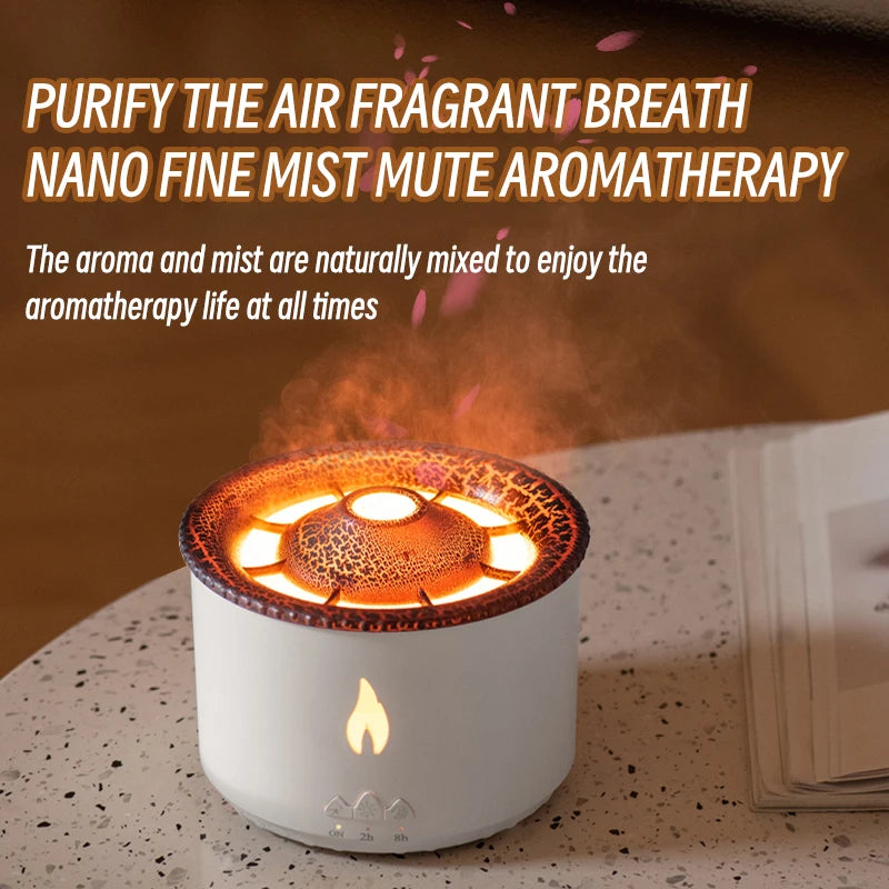 Volcano Flame Aroma Diffuser - Unique Jellyfish Design with Smoke Ring Effect, 360ml Aromatherapy Humidifier for Home and Office