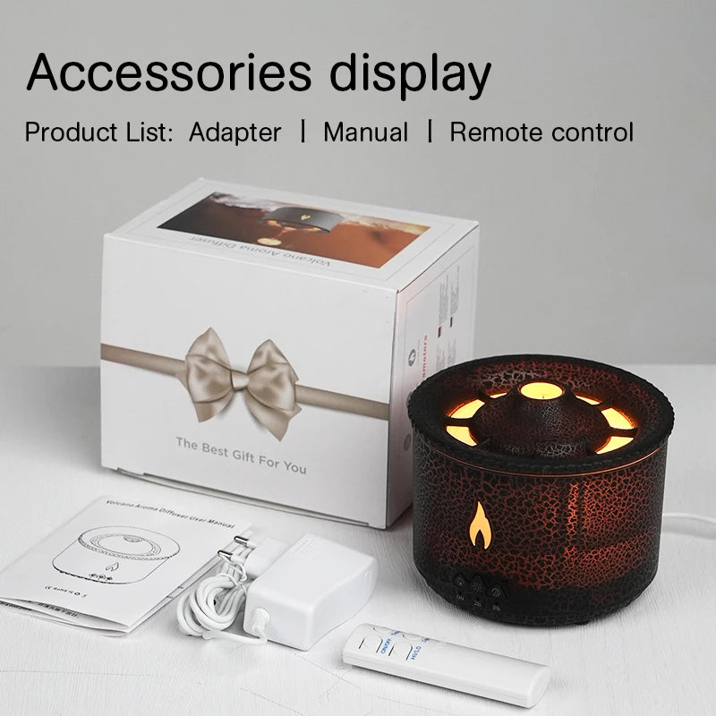 Volcano Flame Aroma Diffuser - Unique Jellyfish Design with Smoke Ring Effect, 360ml Aromatherapy Humidifier for Home and Office
