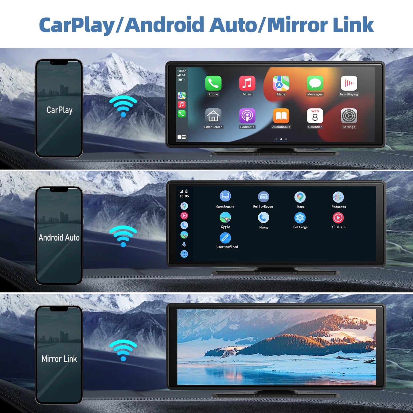 Transform Your Drive with the Universal Portable Carplay Screen - Wireless Carplay & Android Auto Integration with Touchscreen Functionality