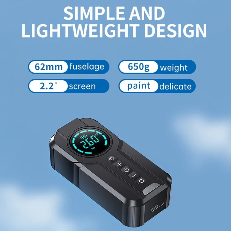 A2UC Portable Tire Inflator & Air Compressor - 60W Electric Pump with Digital Pressure Display for Cars, Bikes, and More
