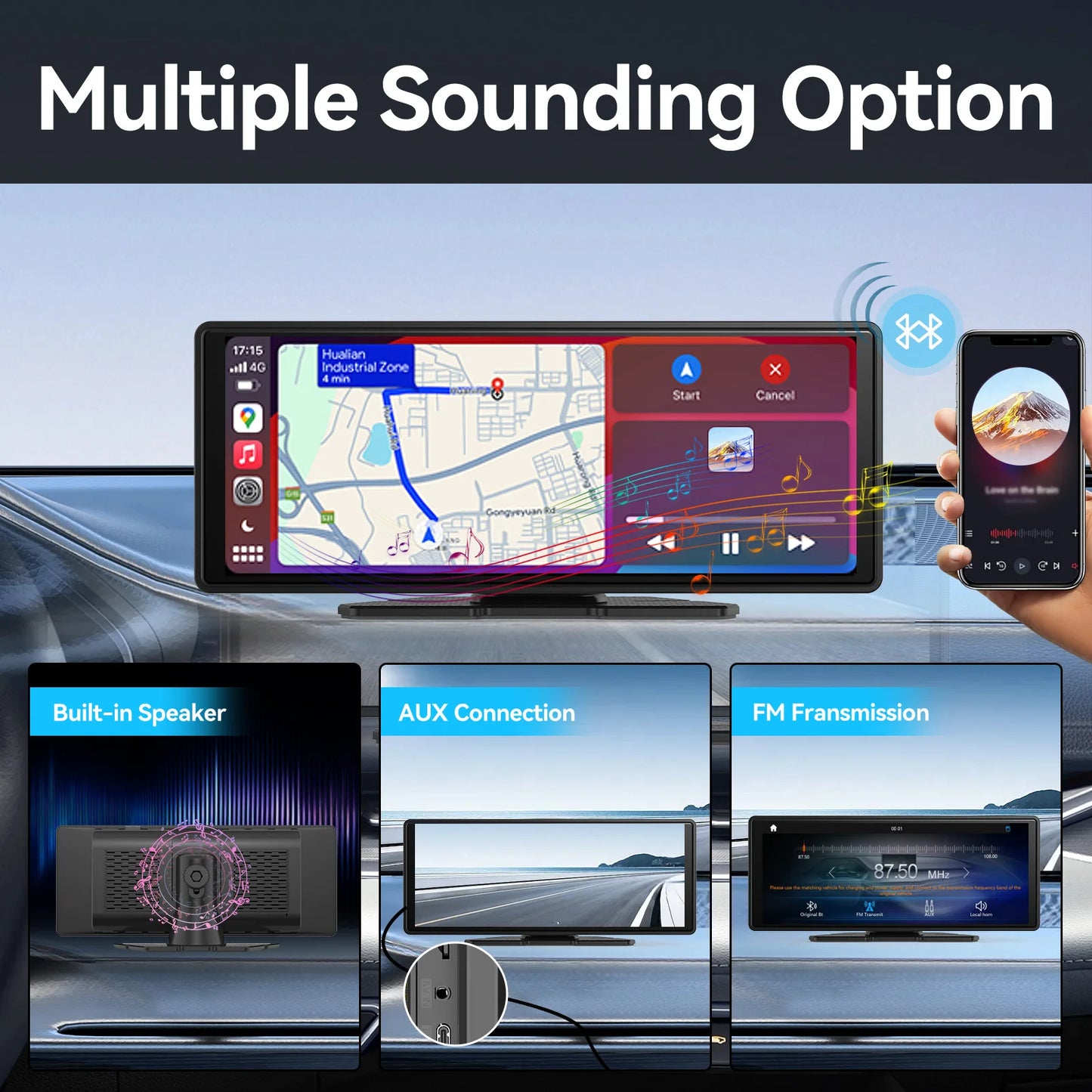 Transform Your Drive with the Universal Portable Carplay Screen - Wireless Carplay & Android Auto Integration with Touchscreen Functionality