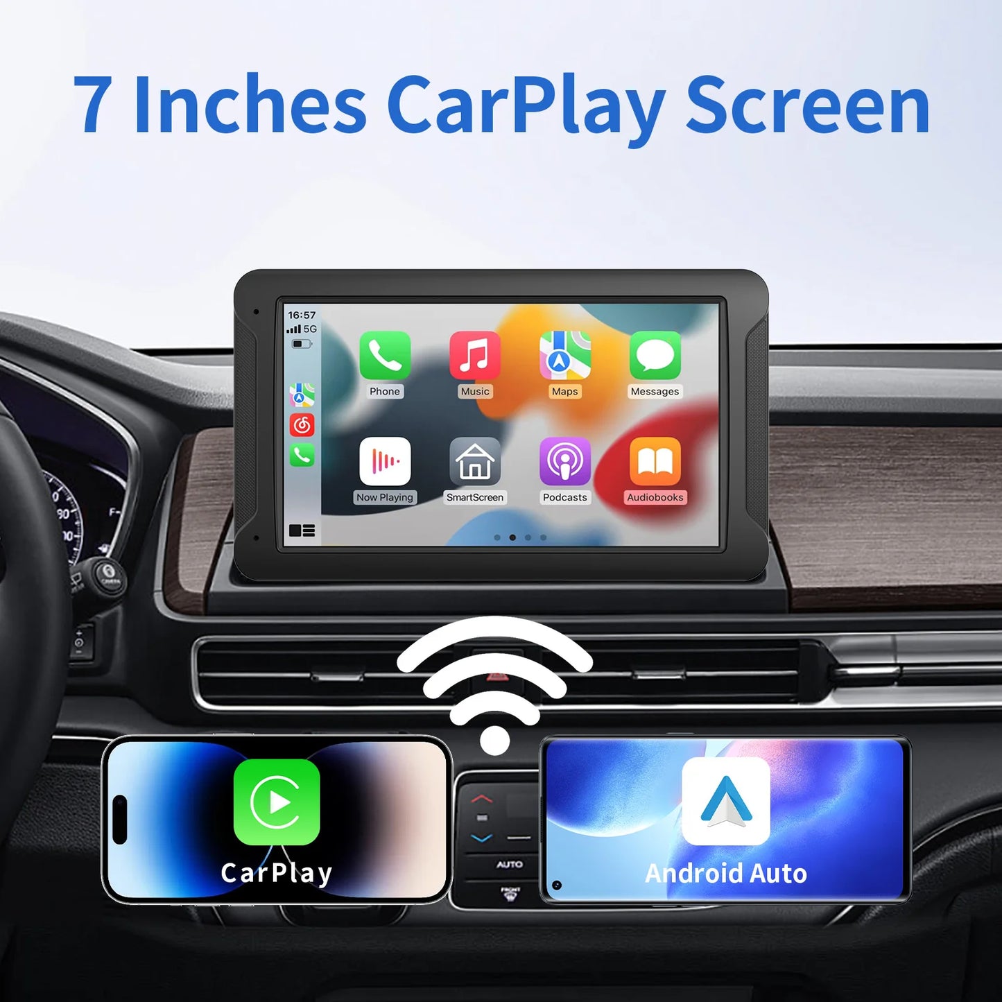 Transform Your Drive with the Universal Portable Carplay Screen - Wireless Carplay & Android Auto Integration with Touchscreen Functionality