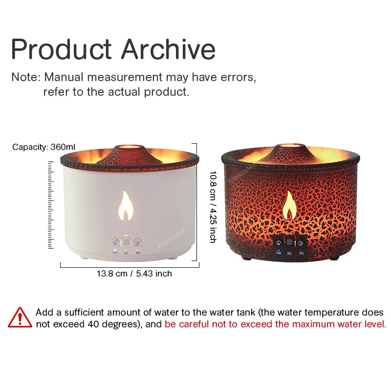 Volcano Flame Aroma Diffuser - Unique Jellyfish Design with Smoke Ring Effect, 360ml Aromatherapy Humidifier for Home and Office