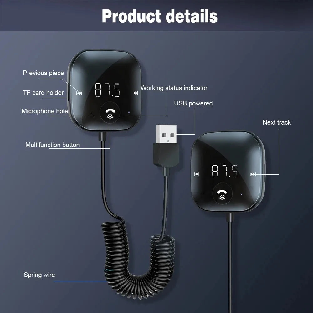 Gadpow FM Bluetooth Car Transmitter & Receiver - Hands-Free Audio Adapter for Ultimate Driving Experience