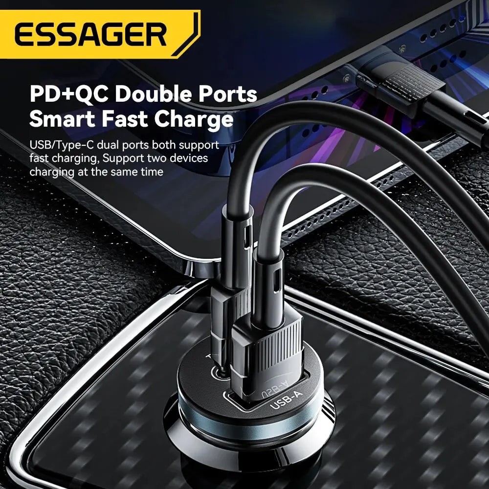 Essager 30W Quick Charge 4.0 USB Type C Car Charger - Fast Charging for iPhone 12, 13, Huawei, Samsung, and Xiaomi