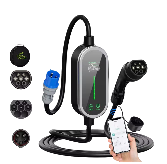 Power Up Your Drive with the Type 2 Portable EV Charger - 7.2KW, 32A, Smart Control Features!
