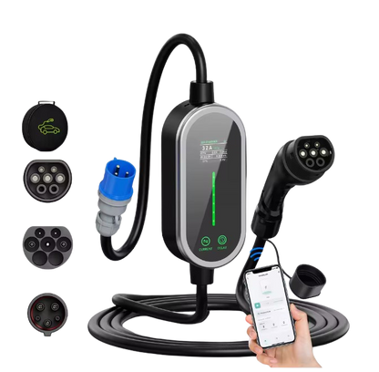 Power Up Your Drive with the Type 2 Portable EV Charger - 7.2KW, 32A, Smart Control Features!