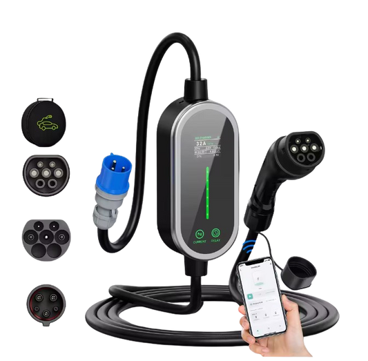 Power Up Your Drive with the Type 2 Portable EV Charger - 7.2KW, 32A, Smart Control Features!