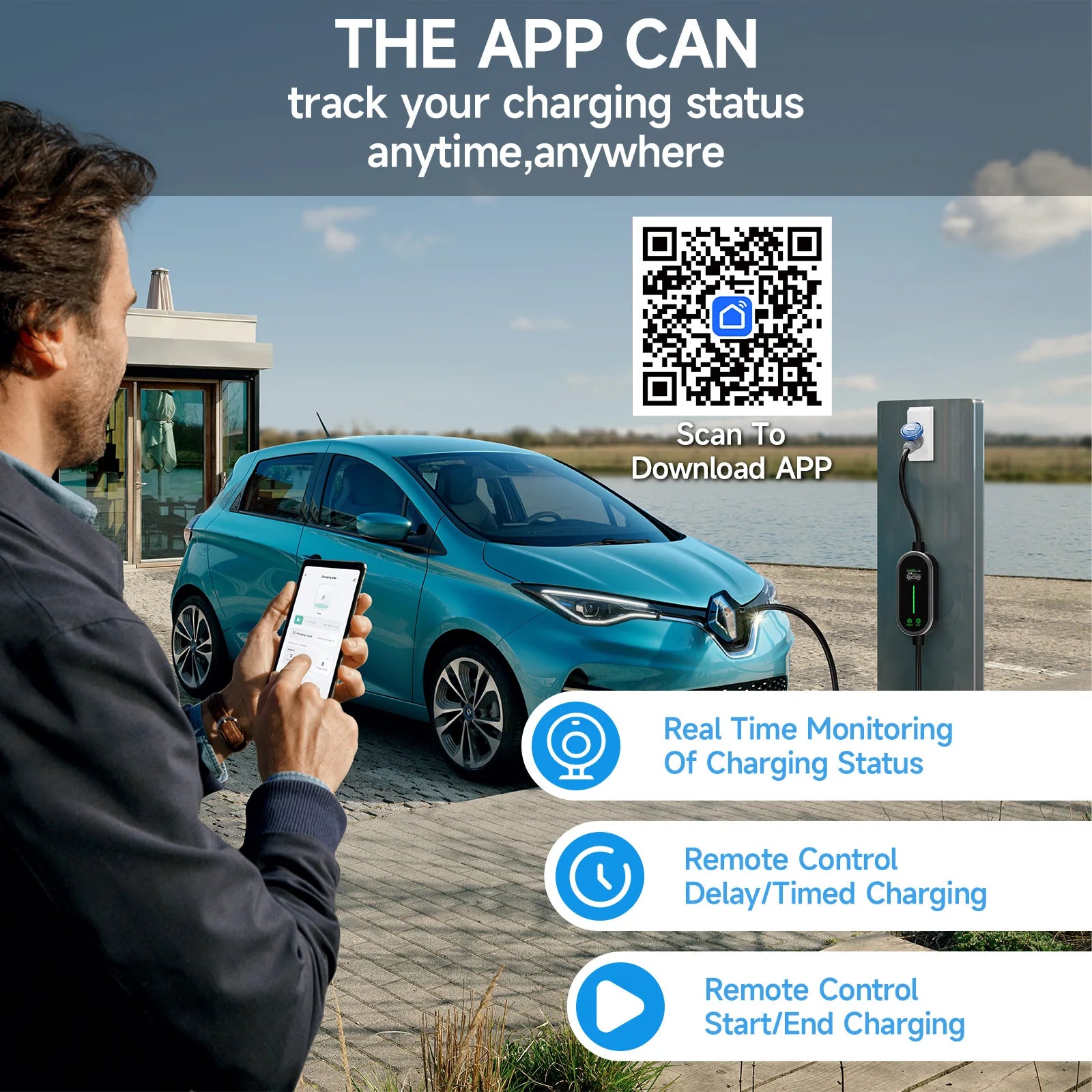 Power Up Your Drive with the Type 2 Portable EV Charger - 7.2KW, 32A, Smart Control Features!
