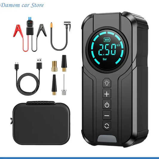 A2UC Portable Tire Inflator & Air Compressor - 60W Electric Pump with Digital Pressure Display for Cars, Bikes, and More
