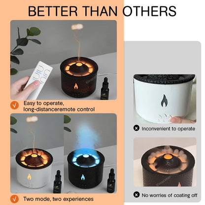 Volcano Flame Aroma Diffuser - Unique Jellyfish Design with Smoke Ring Effect, 360ml Aromatherapy Humidifier for Home and Office